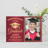 ゴールデンモダンレッドPHOTO卒業 招待状 (スタンド正面)