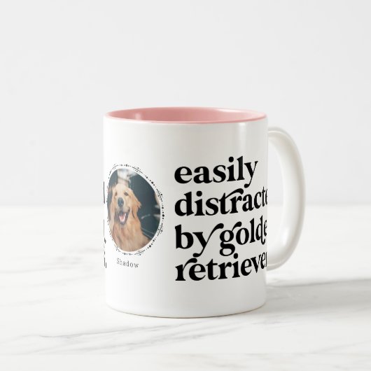 ゴールデンモダンレトリバー犬の恋人1枚の写真カスタム ツートーンマグカップ (正面右)