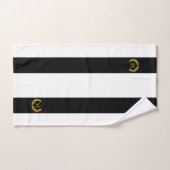 ゴールデンモダンローレル&モノグラムオンブラック&ホワイト バスタオルセット (ハンドタオル)