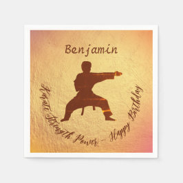 ゴールデンモダン空手武術アーツハッピーバースデー スタンダードカクテルナプキン