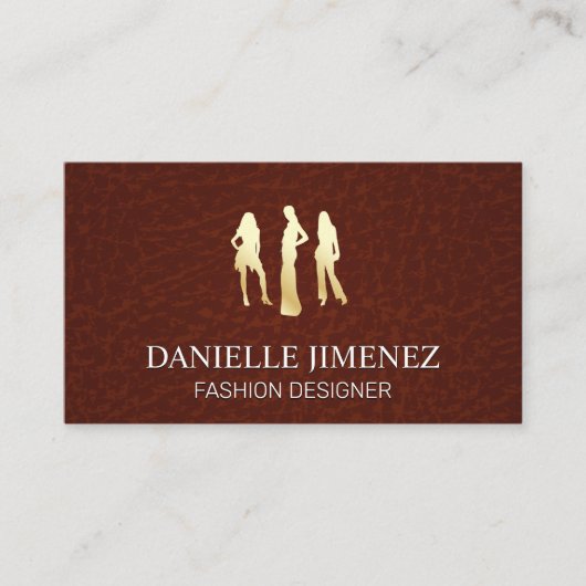 ゴールデンモデルロゴ |ブラウンレザー 名刺 (正面)