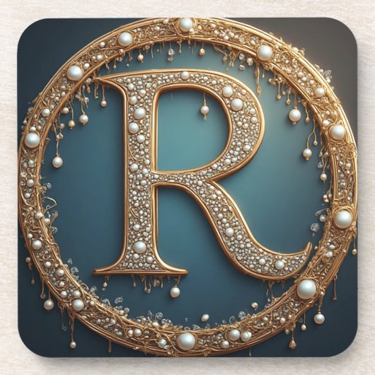 ゴールデンモノグラムイニシャルR コースター (正面)