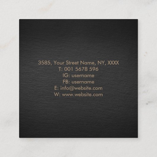 ゴールデンモノグラムケルト結び目模様オーナメント スクエア名刺 (裏面)