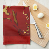 ゴールデンヤギ中国のベトナム新年Kタオル キッチンタオル (四つ折り)