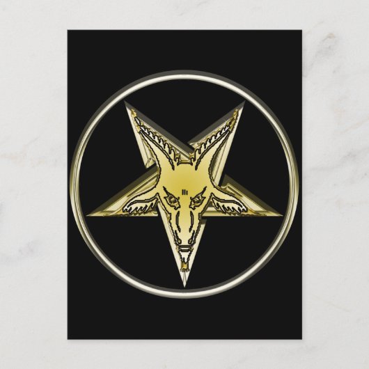 ゴールデンヤギ頭の逆ペンタグラム ポストカード (正面)