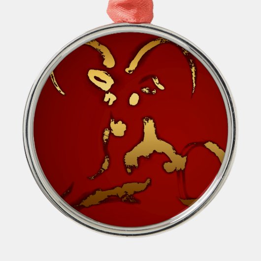 ゴールデンヤギ2015 -中国のとベトナム新年 メタルオーナメント (正面)