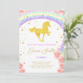 ゴールデンユニコーンの誕生日の招待状 招待状 (スタンド正面)