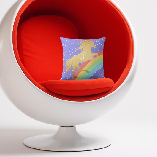 ゴールデンユニコーンオーバーパステルレインボーカスタムルカラー クッション