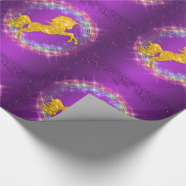 ゴールデンユニコーンレインボークプルプル ラッピングペーパー