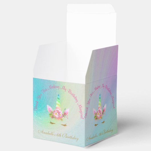 ゴールデンユニコーン虹ありがとうカップケーキボックス フェイバーボックス (オープン)