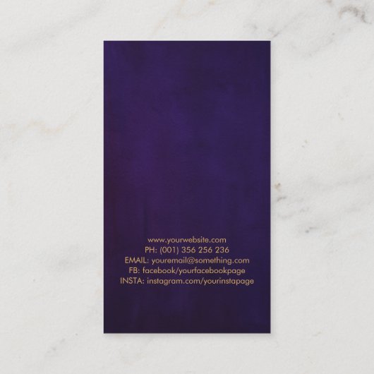 ゴールデンヨガロータスムーン – アメジスト蛍石 名刺 (裏面)