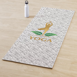 ゴールデンヨガ文字とブラックパターンのシルエット ヨガマット
