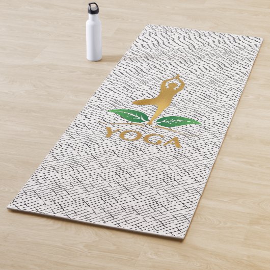 ゴールデンヨガ文字とブラックパターンのシルエット ヨガマット (インサイチュ)