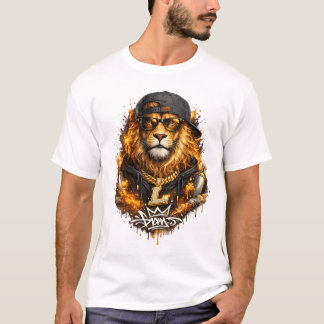 ゴールデンライオンキング - 高級ストリートウェアデザイン Tシャツ