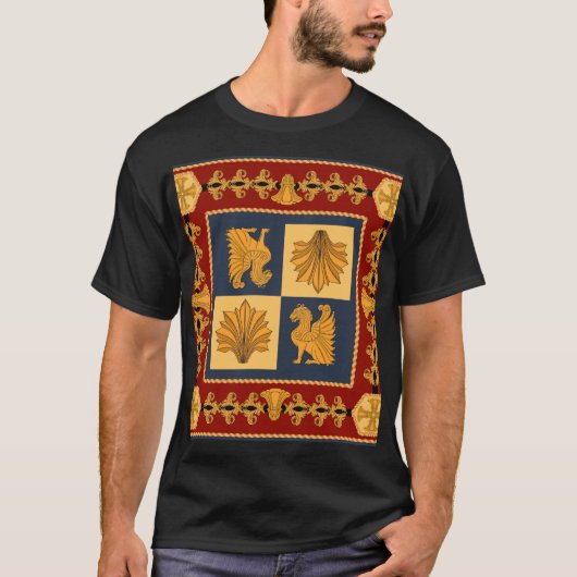 ゴールデンライオンズ:アールヌーボースカーフデザイン Tシャツ (正面)