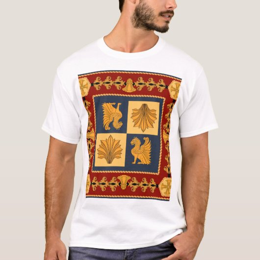 ゴールデンライオンズ:アールヌーボースカーフデザイン Tシャツ (正面)