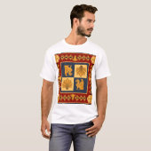 ゴールデンライオンズ:アールヌーボースカーフデザイン Tシャツ (正面フル)