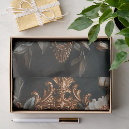 ゴールデンライオンポートレートホワイトフローララグジュアリーブティック 薄葉紙 (ギフト)