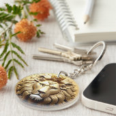 ゴールデンライオンメダリオン王冠 キーホルダー (正面右)