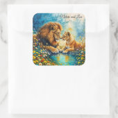 ゴールデンライオンライオネスカラフルワイルドフラワー スクエアシール (バッグ)