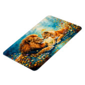 ゴールデンライオンライオネスカラフルワイルドフラワー マグネット (左側)