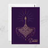 ゴールデンライトオーナメントハッピーディワリ  ポストカード (正面/裏面)