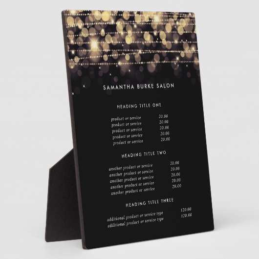 ゴールデンライト |価格とサービスの表示 フォトプラーク (側面)