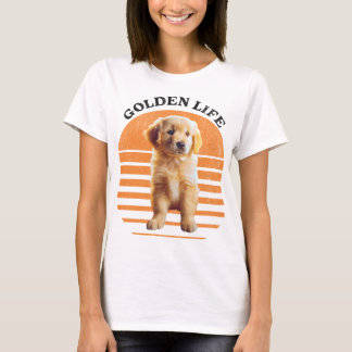 ゴールデンライフ:愛らしい黄金の子犬 Tシャツ