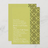 ゴールデンライムダマスクウェディング招待状はがき インビテーションポストカード (正面/裏面)