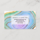 ゴールデンライン付き緑、青、ピンクの瑪瑙 | 名刺 (裏面)