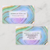 ゴールデンライン付き緑、青、ピンクの瑪瑙 | 名刺 (正面/裏面)