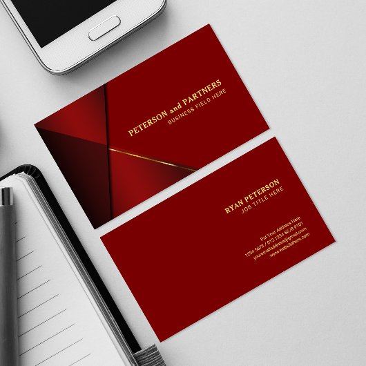 ゴールデンライン付き赤い角度 | レッド 名刺