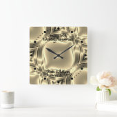 ゴールデンライン結婚50周年 スクエア壁時計 (ホーム)