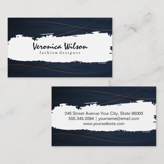 ゴールデンライン |濃い青の背景 名刺 (正面/裏面)