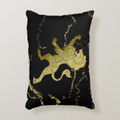 ゴールデンライ王室のオンブラックマーブル アクセントクッション (正面(垂直))