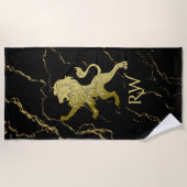 ゴールデンライ王室のオンモノグラム ビーチタオル (正面)