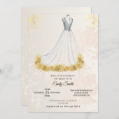 ゴールデンラグジュアリーエレガントグラムブライダルシャワー 招待状 (正面/裏面)