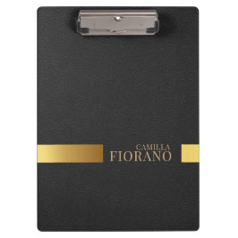 ゴールデンラグジュアリーエレガントレザーテクスチャモノグラム クリップボード