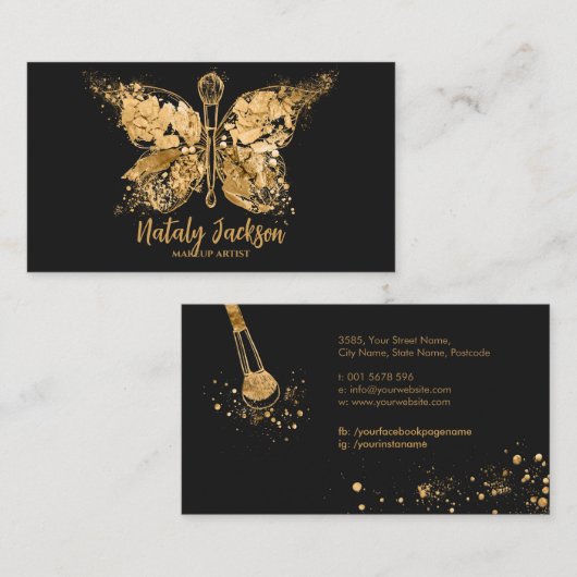 ゴールデンラグジュアリーメイクアップバタフライ 名刺 (正面/裏面)