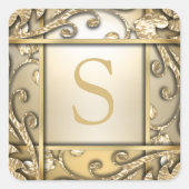 ゴールデンラティスモノグラム封筒用シール スクエアシール (正面)