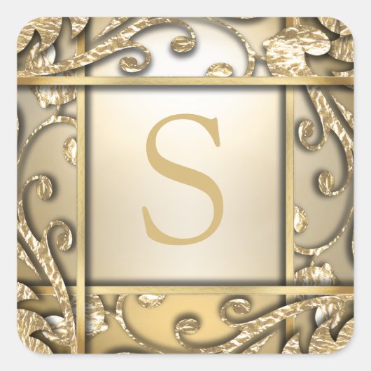 ゴールデンラティスモノグラム封筒用シール スクエアシール (正面)