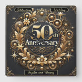 ゴールデンラディアンス：50年の愛 スクエア壁時計 (正面)