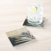 ゴールデンラフィア – パームフロンズ ガラスコースター (アングル)