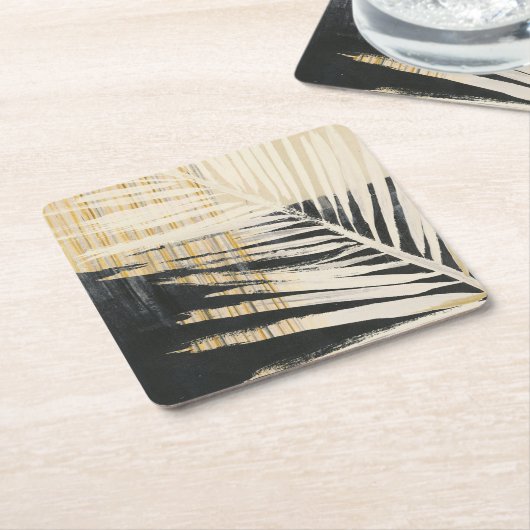 ゴールデンラフィア-パームフロント スクエアペーパーコースター (アングル)