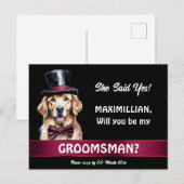 ゴールデンラブラドール犬のgroomsmenプロポーザル結婚ズ ポストカード (正面/裏面)