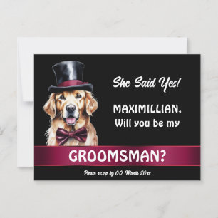 ゴールデンラブラドール犬のgroomsmenプロポーザル結婚ズ ポストカード