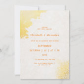 ゴールデンラブ:エレガント金ゴールド結婚式招待状 招待状 (正面)