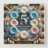 ゴールデンラブ:5周年記念デザイン スクエア壁時計 (正面)