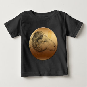 ゴールデンラム年中国の星占〔占星術の〕十二宮図ベビーティー ベビーTシャツ