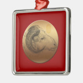 ゴールデンラム年 – 中国の星占い メタルオーナメント (左)